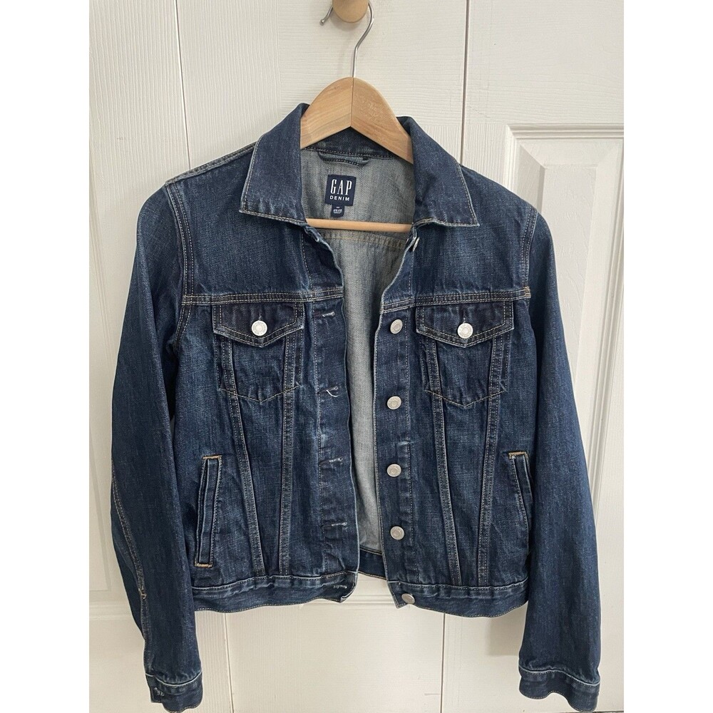 Gap for Good Women's Denim Jacket XSmall Dark Wash Blue Button Front Pockets New